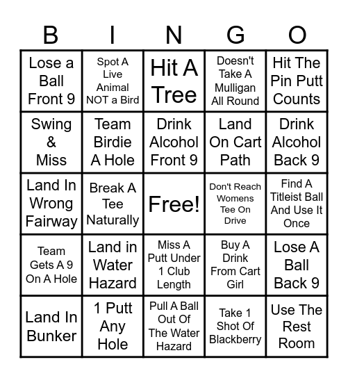 232 Legion Golf Bingo Card