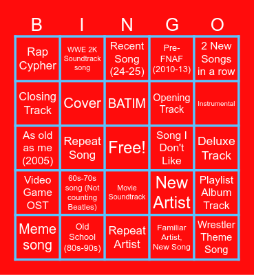 Apple Music Bingo Card