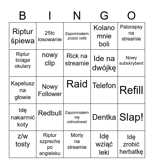 Ripturdinio Retardinio Bingo Card