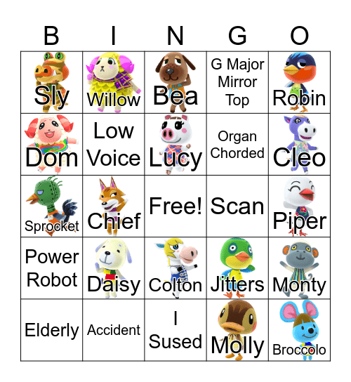Animal Crossing Bingo Card