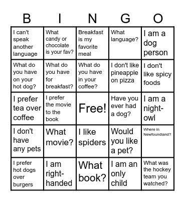 Common Ground Bingo Card