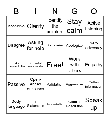 Communication Skills Bingo Card