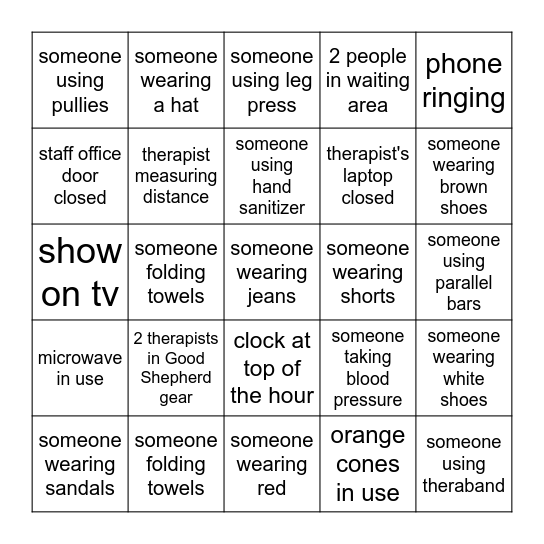 Good Shepherd Bingo Card