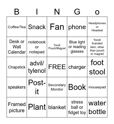 Yondr Office Bingo Card