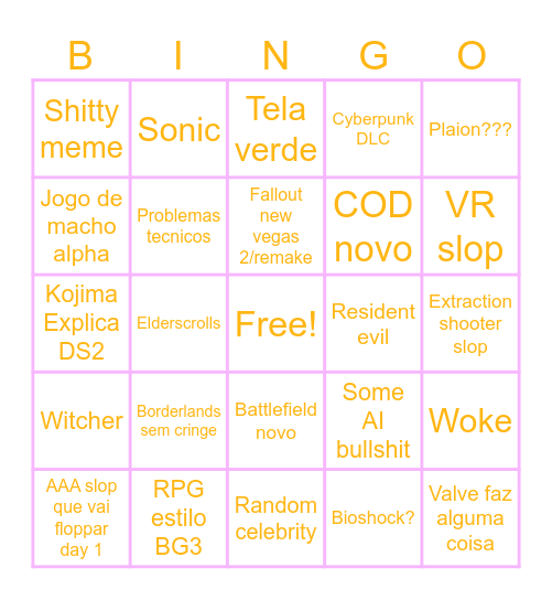 Summergames Fest Bingo Card