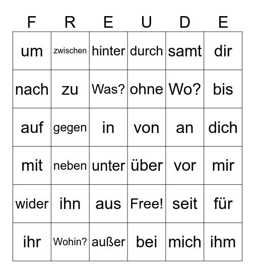 Deutsch Spaß Bingo Card