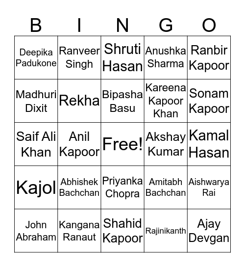 DePaul Indian Students Association Bingo Card