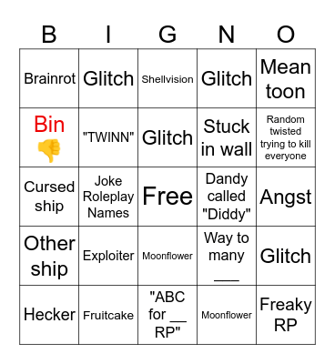 Dandy's world RP bingo Card