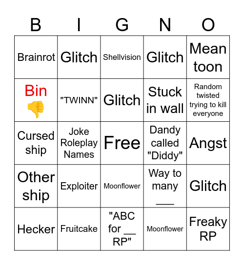 Dandy's world RP bingo Card