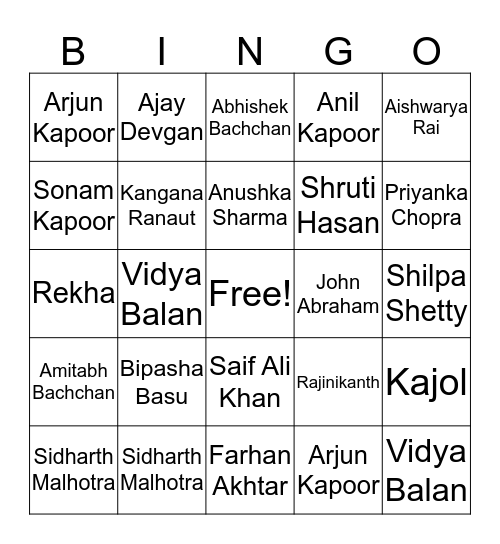 DePaul Indian Students Association Bingo Card