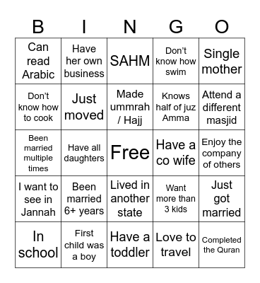 I met someone who Bingo Card