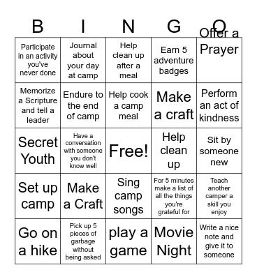 LOOK UP Bingo Card