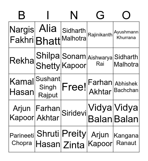 DePaul Indian Students Association Bingo Card