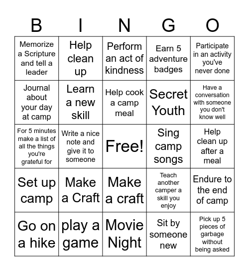 LOOK UP Bingo Card