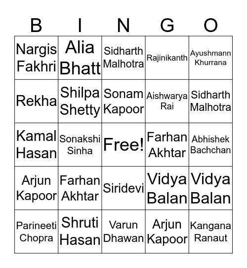 DePaul Indian Students Association Bingo Card