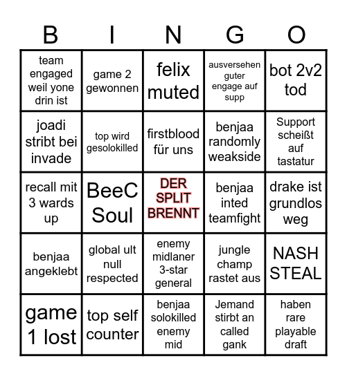 BeeC BINGO Card