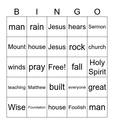 Sermon Bingo Card