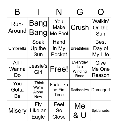 20MB Music Bingo Round 2 Bingo Card