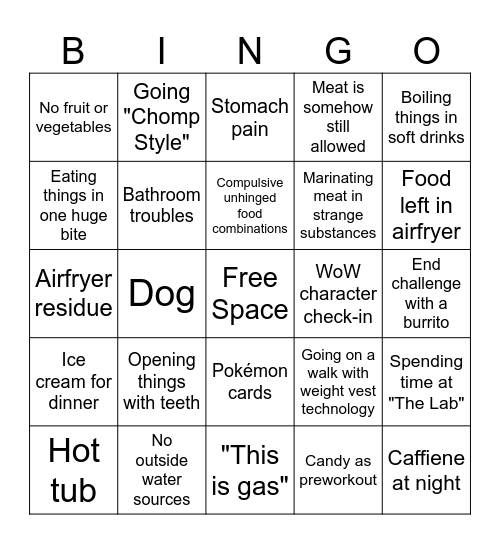 Killdozer bingo Card