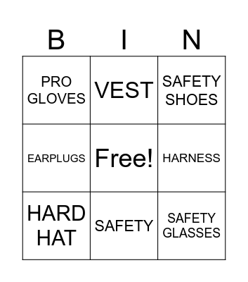 SAFETY Bingo Card