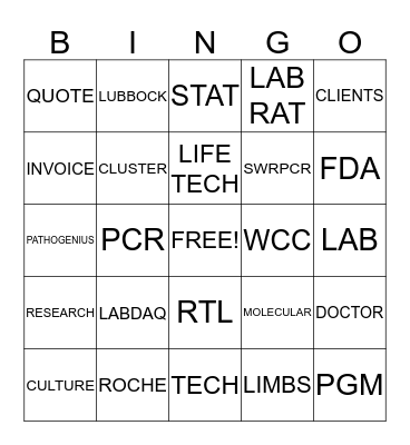 LAB WEEK 2013 Bingo Card