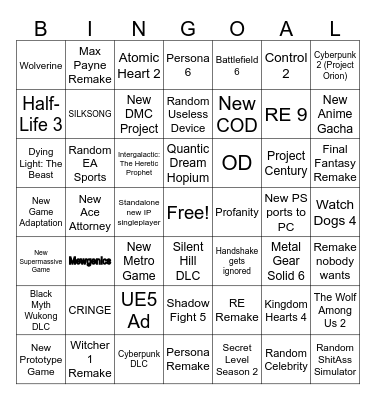 Summer Game Fest 2025 (NEW) Bingo Card