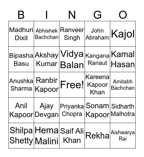 DePaul Indian Students Association Bingo Card