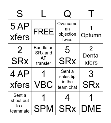 Thursday 6/5 SLTQ Bingo HCS Bingo Card