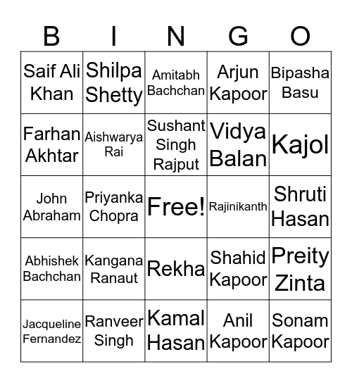 DePaul Indian Students Association Bingo Card