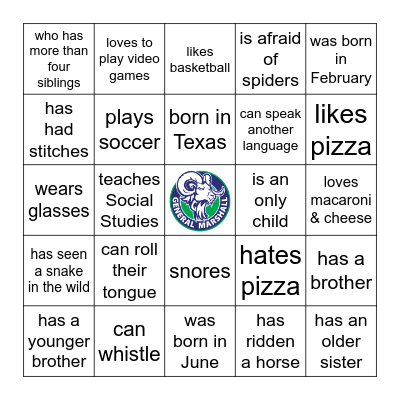 Rams Ready Human Bingo Card