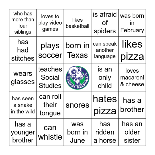 Rams Ready Human Bingo Card