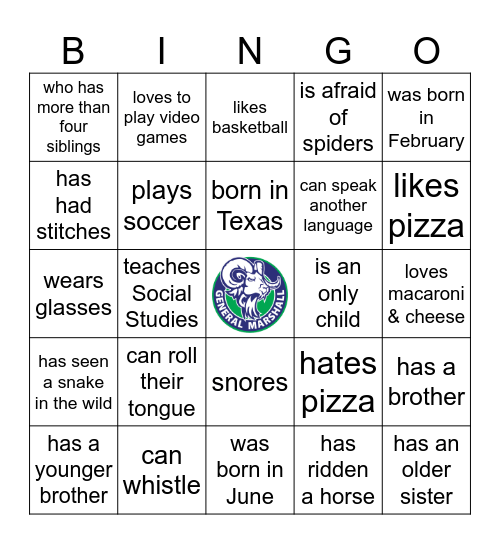 Rams Ready Human Bingo Card