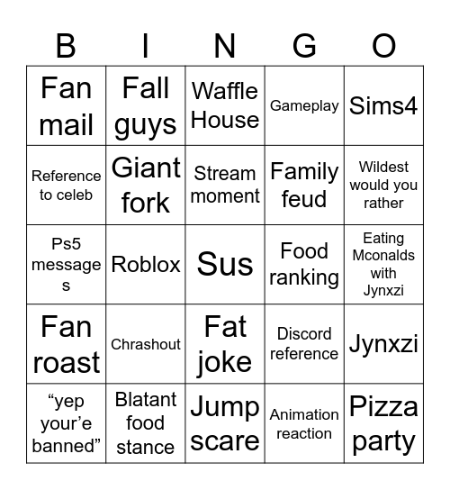 Caseoh bingo Card