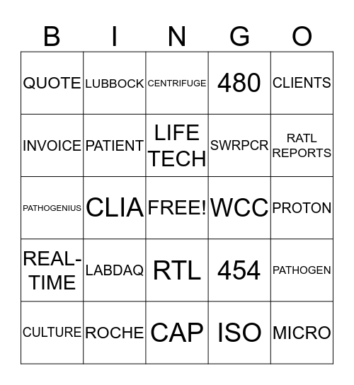 LAB WEEK 2013 Bingo Card