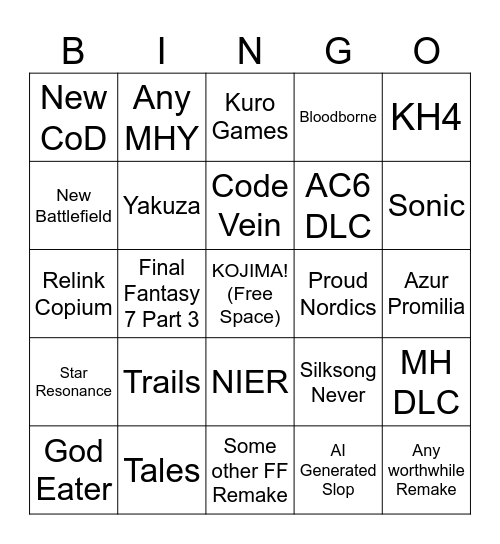 Summer Games Fest Bingo Card
