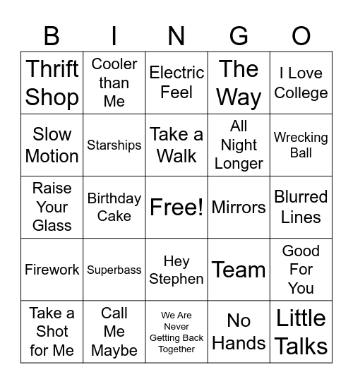 BUSHNELL BINGO Card