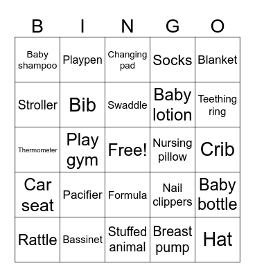 baby shower Bingo Card