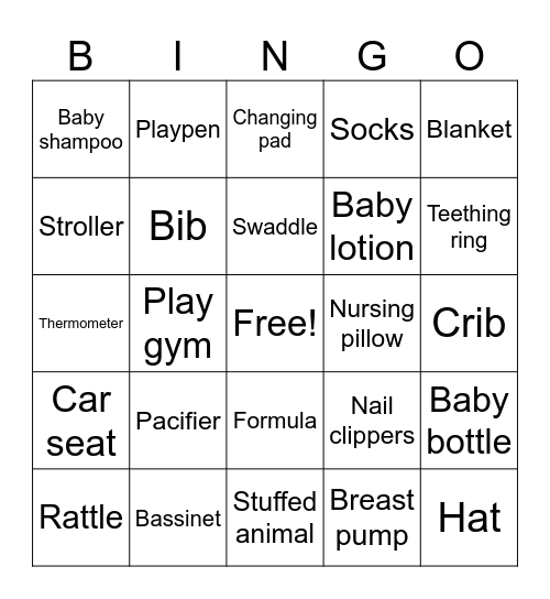 baby shower Bingo Card