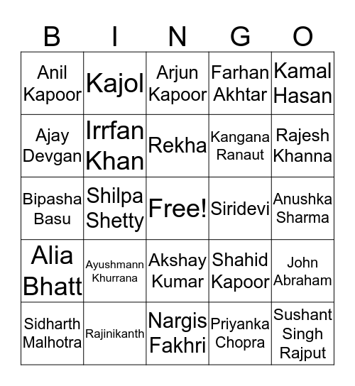 DePaul Indian Students Association Bingo Card