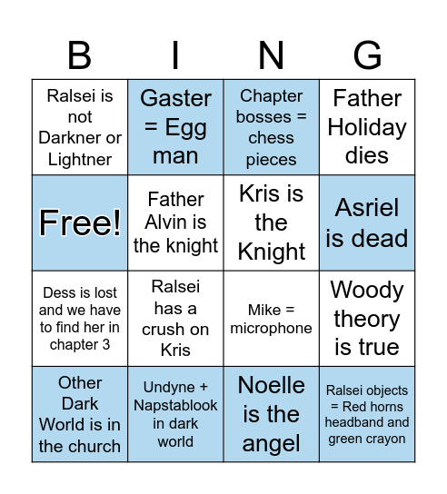 Deltarune Bingo Card