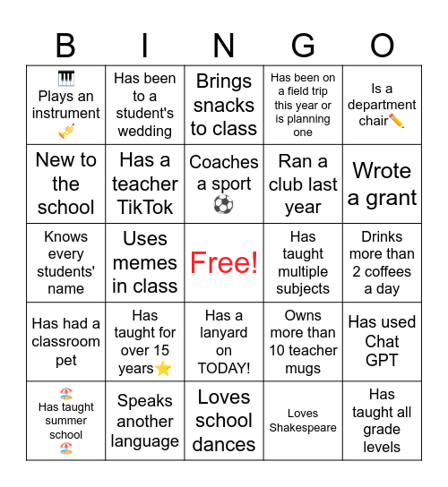 CLASSROOM  MANAGEMENT BINGO CARD Bingo Card