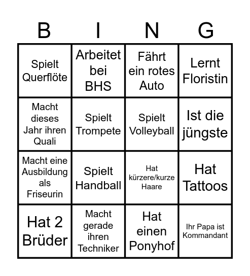 Festdamen Bingo Card
