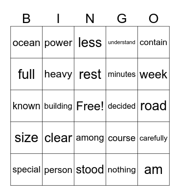 Fry 5th 100 Bingo Card