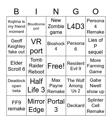 Summer Game Cope Bingo Card