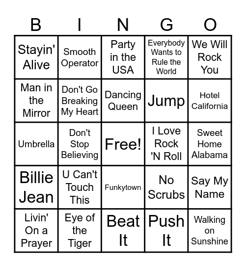 MUSIC BINGO Card