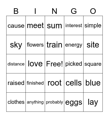 Fry 6th 100 Bingo Card