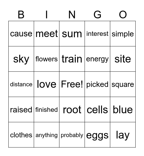 Fry 6th 100 Bingo Card