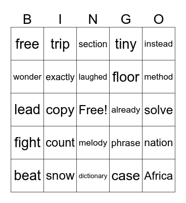 Fry 7th 100 Bingo Card