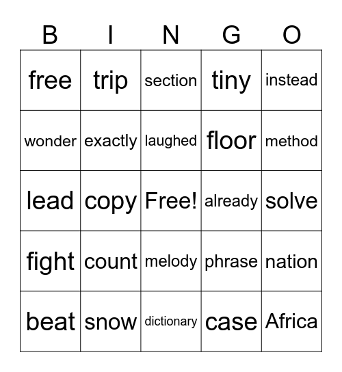 Fry 7th 100 Bingo Card