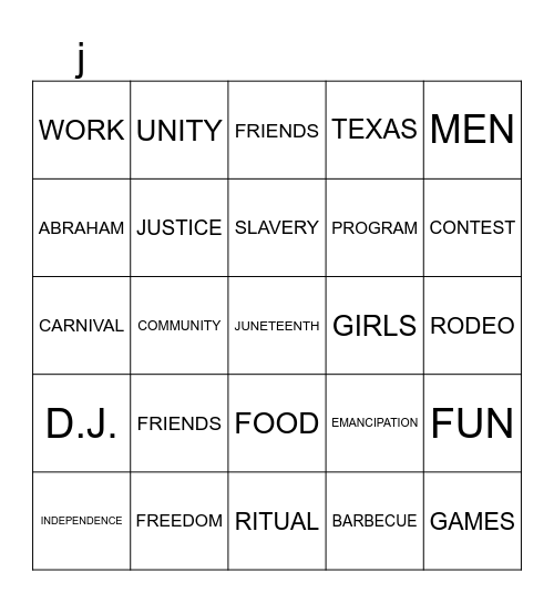 JUNETEENTH BINGO Card